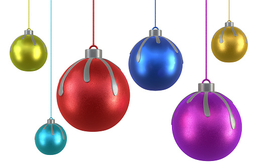 Christmas ball shape decorations render (isolated on white and clipping path)