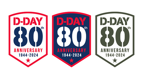 Badges about the 80th Anniversary of the D-Day in vector