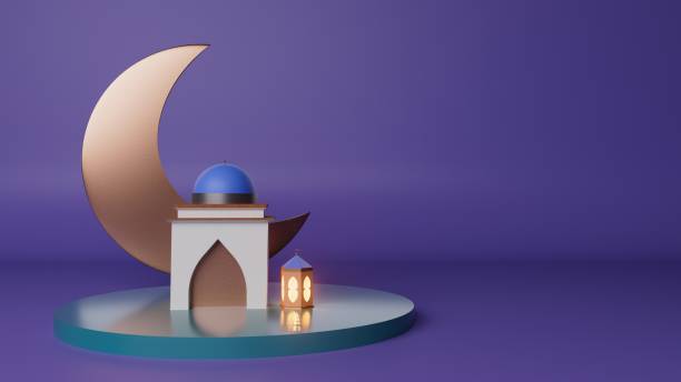 istock 3d illustration arab mosque on the violet background Ramadan concept 2040172905