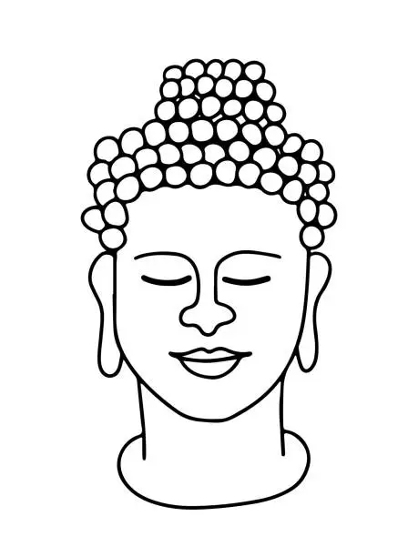 Vector illustration of Hand drawn buddha statue