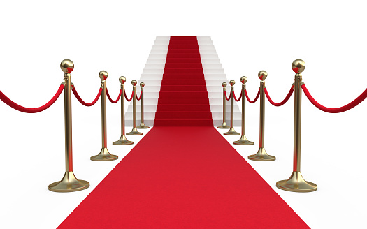 Barrier rope and red carpet (isolated on white and clipping path)
