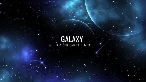 Fantasy galaxy background. Cosmos backdrop. Galaxy background with stars and planets. Universe background. Outer space.