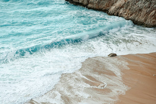 Blue sea, Water texture surface with rocks