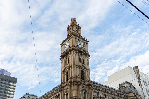 The clock towers at the old General Post Office building in Bourke street mall in Melbourne, Australia.