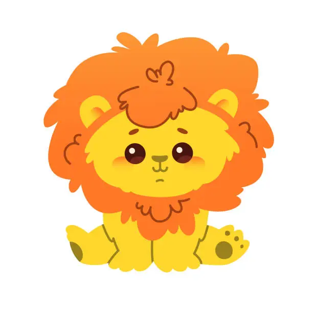 Vector illustration of Cute Lion Cub Character Illustration