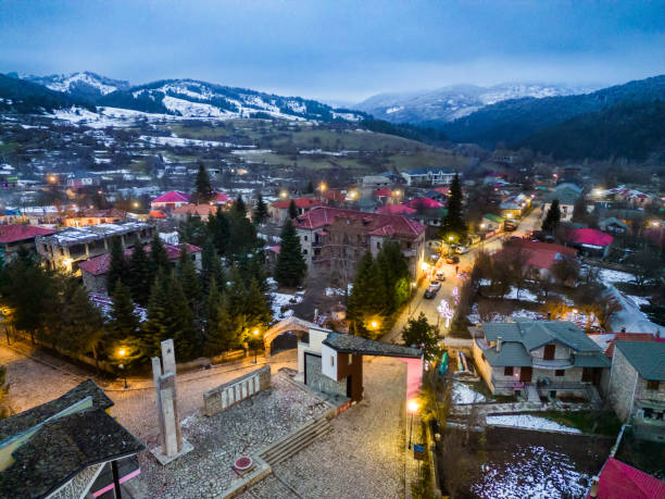 istock Voskopoja at night from drone 2040265130