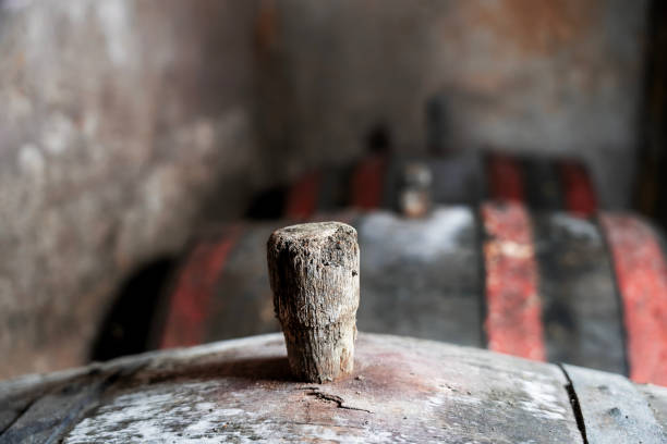 Old vintage wine barrels, Wine Barrels in Cellar