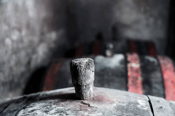 Old vintage wine barrels, Wine Barrels in Cellar