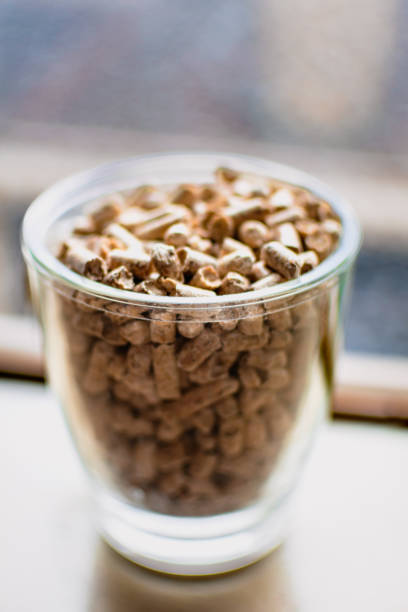 istock Pellet for stove or boiler in a glass, compressed wood granule 2040277601