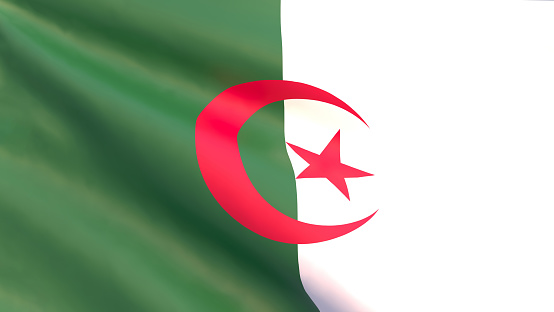 3D render - the national flag of Algeria fluttering in the wind.