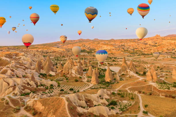 istock Air balloons at sunrise in Turkey 2040287504
