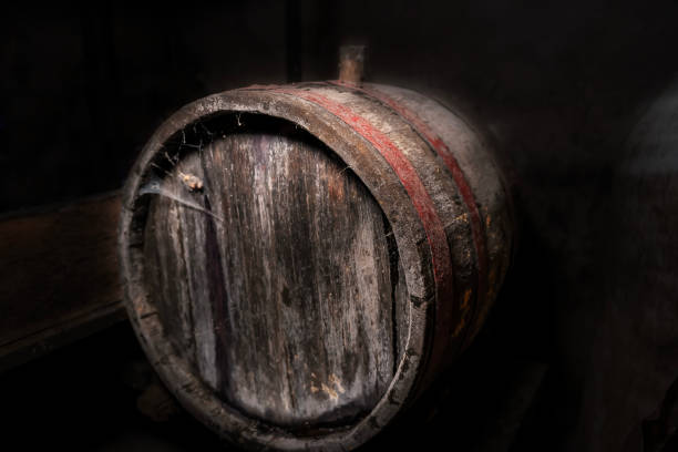 istock Old vintage wine barrels, Wine Barrels in Cellar 2040290194