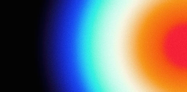 istock Grainy background glowing vibrant color gradient blue orange red black circle ring noise texture banner poster design 2040293320