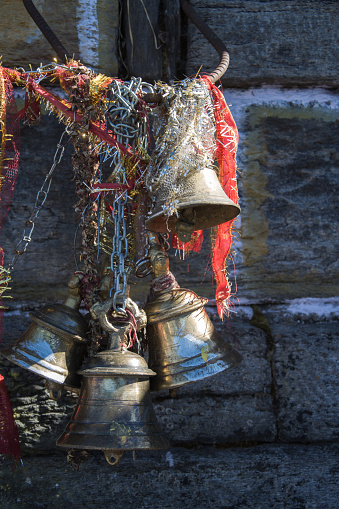 Bells for worship at tungnath mahadev, chopta, uttarakhand, india