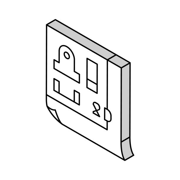 2d drafting architectural drafter isometric icon vector illustration - drafting computer architect office worker点のイラスト素材／クリップアート素材／マンガ素材／アイコン素材