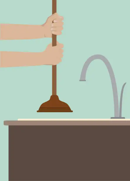 Vector illustration of Plugged Kitchen Sink