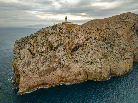 An aerial view of the Lighthouse of Cap de Formentor. Mallorca, Spain