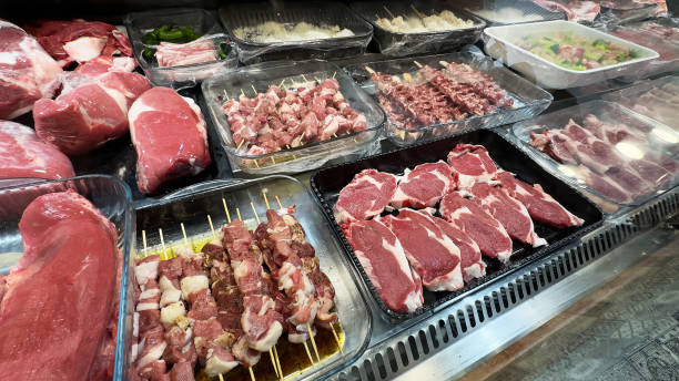 istock Meat, Chicken, Kebabs in the Butcher Shop 2040430849