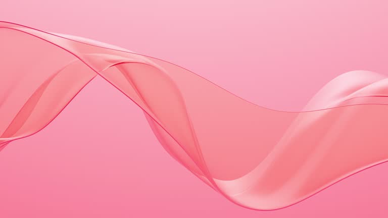 Flowing abstract shapes of material transparent pink on pink background