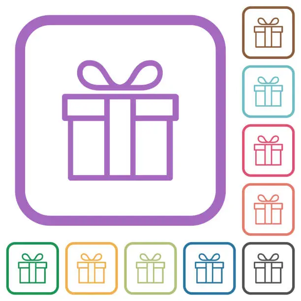 Vector illustration of Gift box outline simple icons