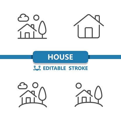 House Icons. Home, Building, Real Estate Icon. Professional, 32x32 pixel perfect vector icon. Editable Stroke
