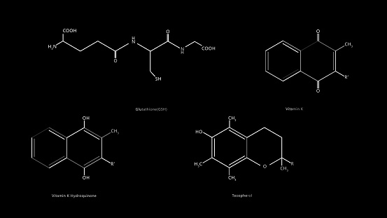 a set of chemical structures on a black background . High quality