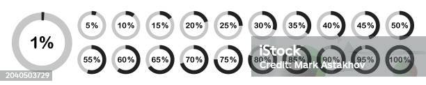 Loading Progress Bar Percentage Circle Set Loading Indicator Set Vector ...