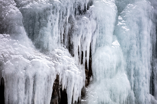Winter landscape with stalactites ice.\nHammerfest - Norway.
