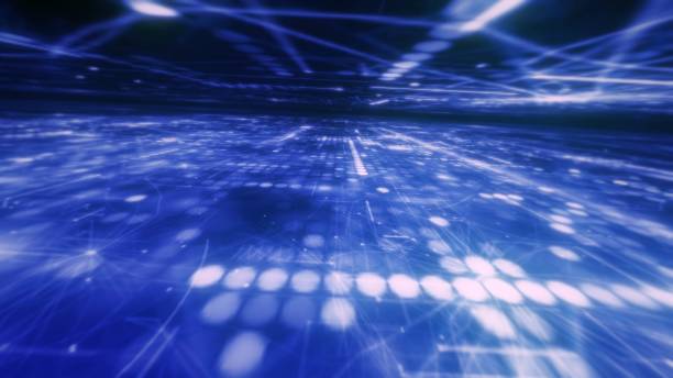 istock Electric blue atmosphere with symmetrical pattern of lights on a blue background 2040554398
