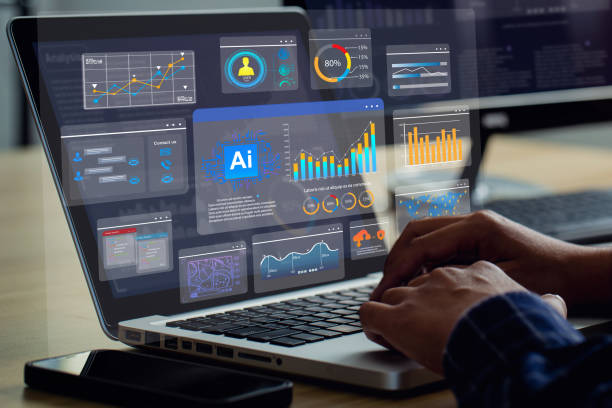 istock AI (Artificial Intelligence). Businessman working on laptop connect to technology AI for working tools. Use command prompt to generate ideas and Chat bot Chat with AI.data analysis using AI technology 2040556028