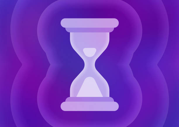 ilustrações de stock, clip art, desenhos animados e ícones de hourglass time - hourglass time purple deadline