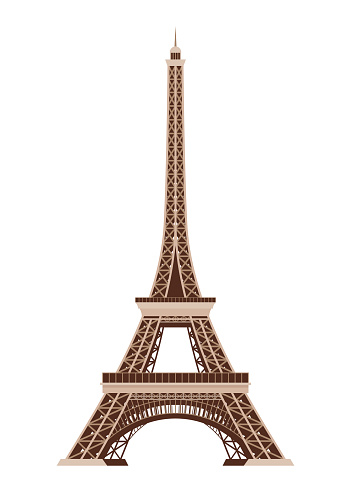 Eiffel Tower vector icon. World famous France tourist attraction symbol. International architectural monument isolated on white background. Vector illustration.