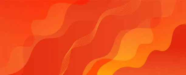 Vector illustration of Abstract orange, red and yellow gradient wavy layer background, design for landing page template