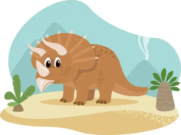 Vector illustration of Triceraptor Dinosaur cartoon character