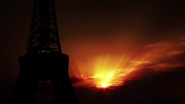 Eiffel Tower in Paris, France (against the background of the sunset)