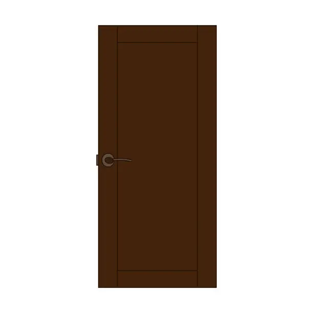 Vector illustration of Vector image of a wooden brown interior door with a handle.