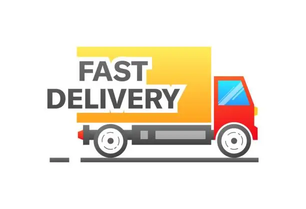 Vector illustration of Fast delivery truck icon. Delivery truck. Flat style. Vector icon