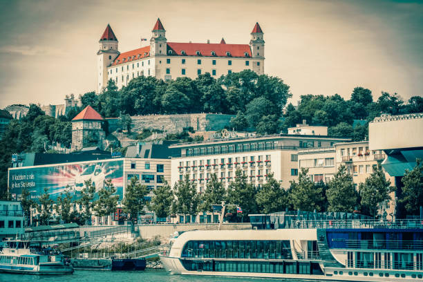 Aerial view of Bratislava old town Slovakia