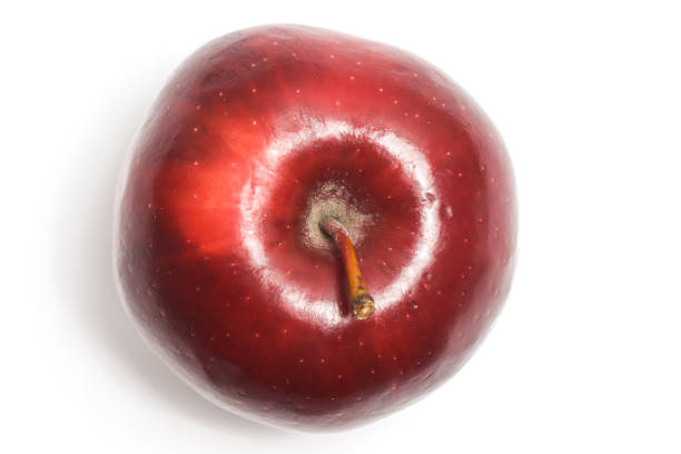 Fresh organic red apple delicious fruit top view isolated on white background clipping path