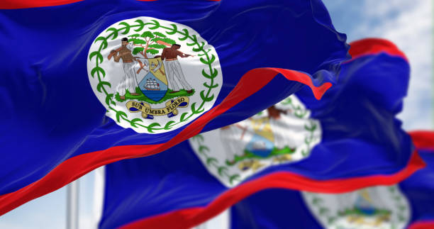 istock Belize national flags waving in the wind on a clear day 2040654522