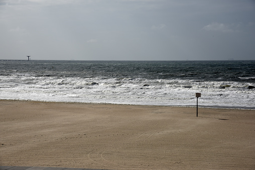 Hoek van Holland beach captured during a windy day during spring season.