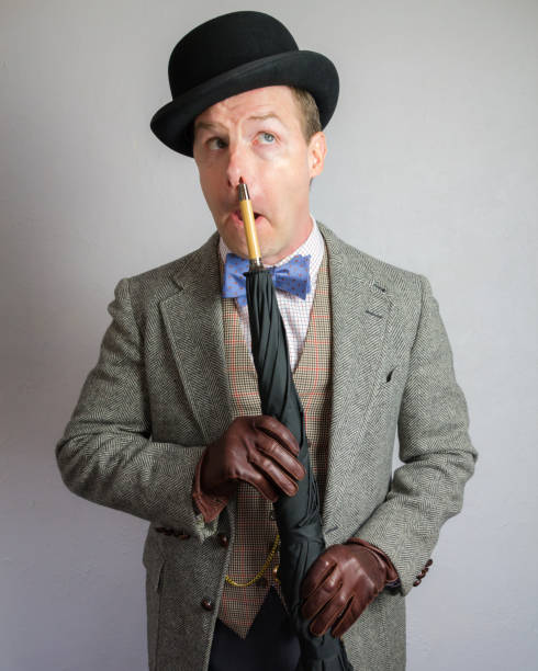 Vintage Vaudeville Comic Picking Nose With Umbrella