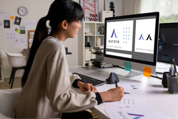 istock Asian Graphic designer working in office. Designing logo Artist Creative Designer Illustrator Graphic Skill Concept. 2040726025