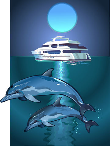 Dolphin and moon