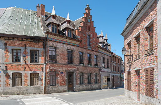 old houses in Rue de Beaumont  in Solre-le-Chateau,  Normandy, France