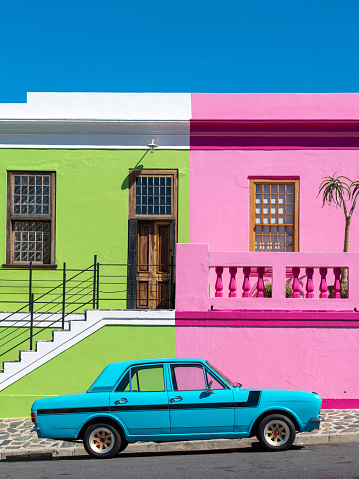 Vintage car in the historic Bo-Kaap neighbourhood, Cape Town, South Africa.