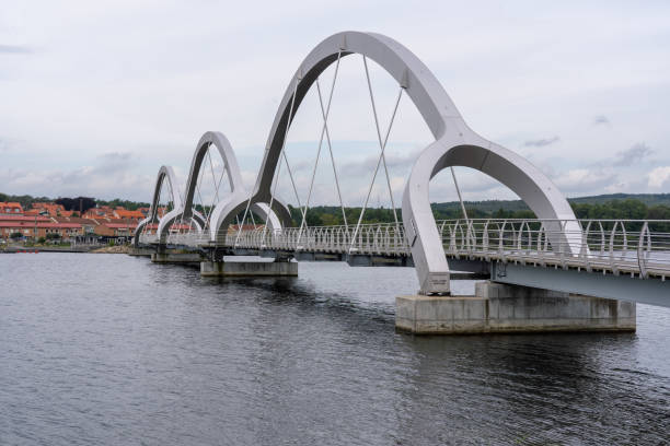istock Bridge with two suspended gates opening over water, Sweden, Soelvesborg 2040857187