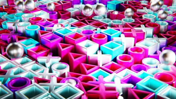 istock Colorful console gamepad symbols with metallic balls jumping background. 3d render. 2040876716