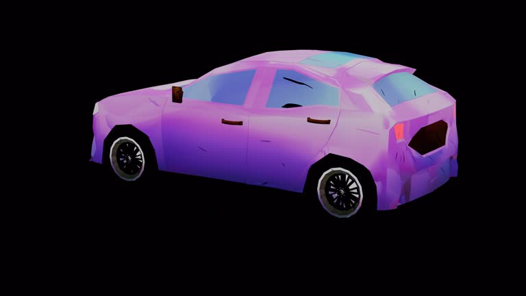 illustration 3d render low poly shade of sedan sweet car