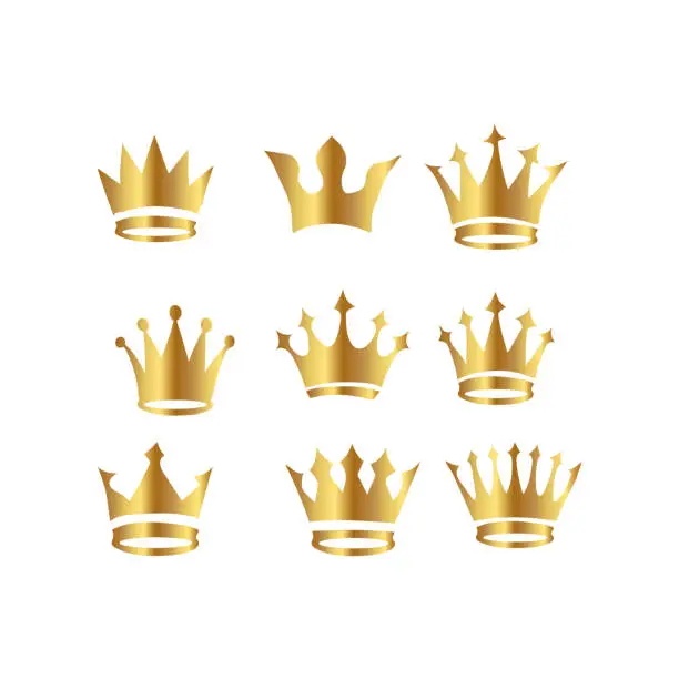 Vector illustration of set of Crown icon set Crown sign